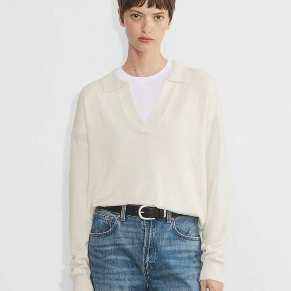 Aritzia The Group Babaton Circuit Merino Wool Sweater in Cream